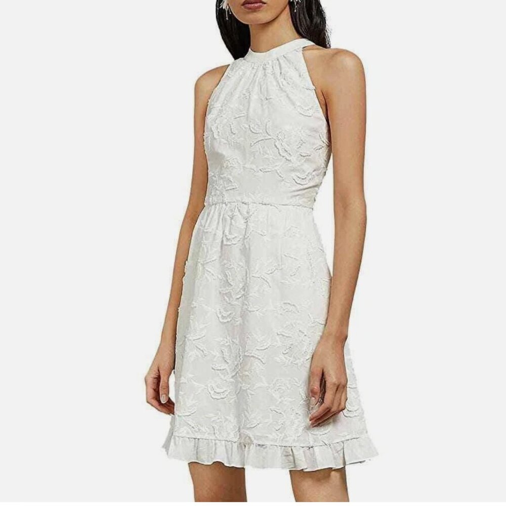 NWT Ted Baker Lorene Embroidered White Halter Dress - Picture 2 of 9